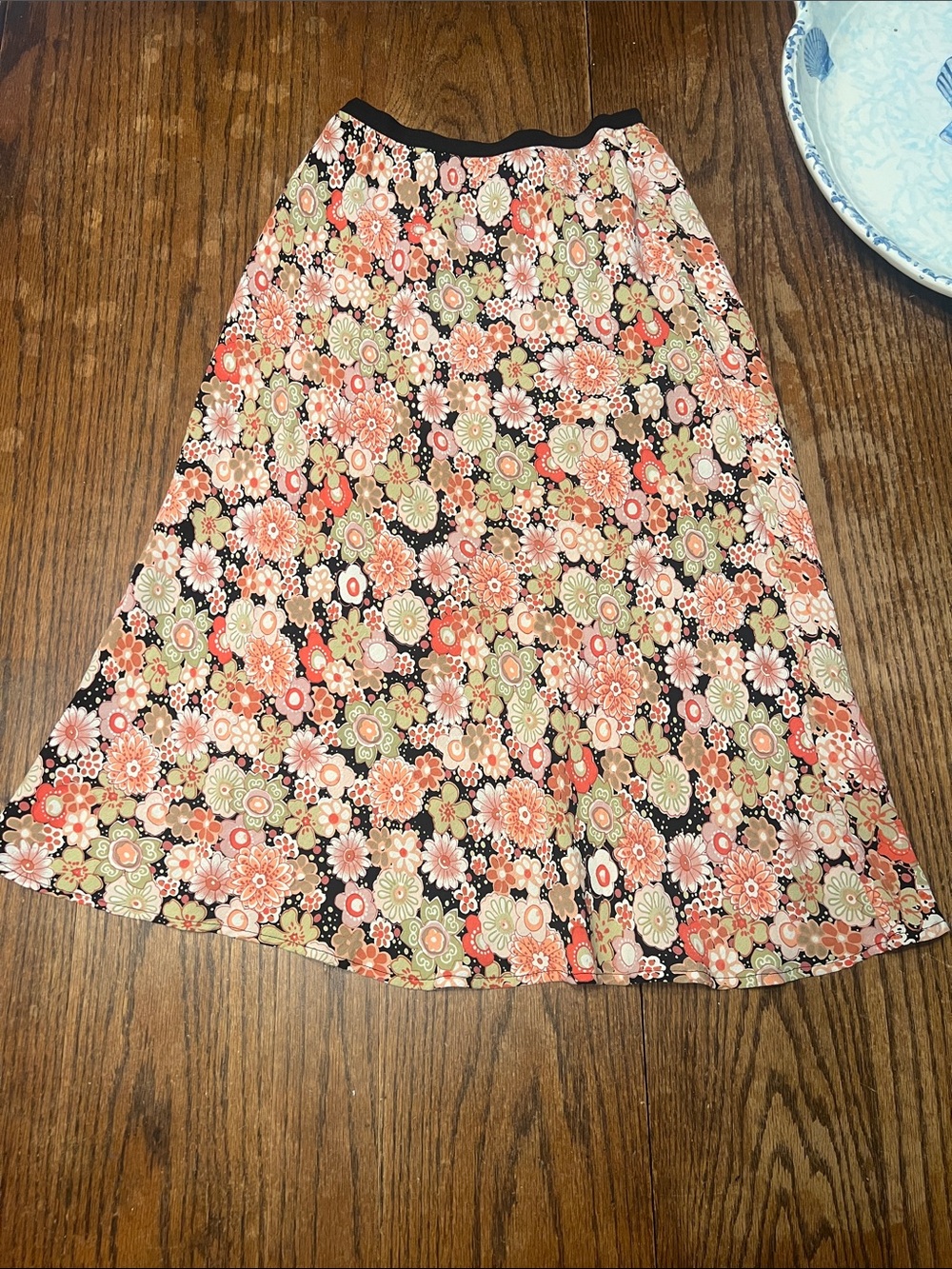 Vintage Loco Lindo made in California Floral A-Line Midi Skirt